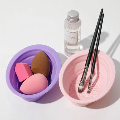 Silicone Makeup Brush Cleaner Bowl Foldable Cleaning Mat Cosmetic Foundation Eyeshadow Powder Brushes Cleaner Tools For Makeup