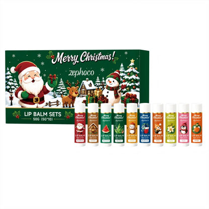Christmas Limited Lipstick Case 10pcs Plant Extract Multi Flavor Moisturizing  Repairing Lip Dryness Lipstick Gift To Women New