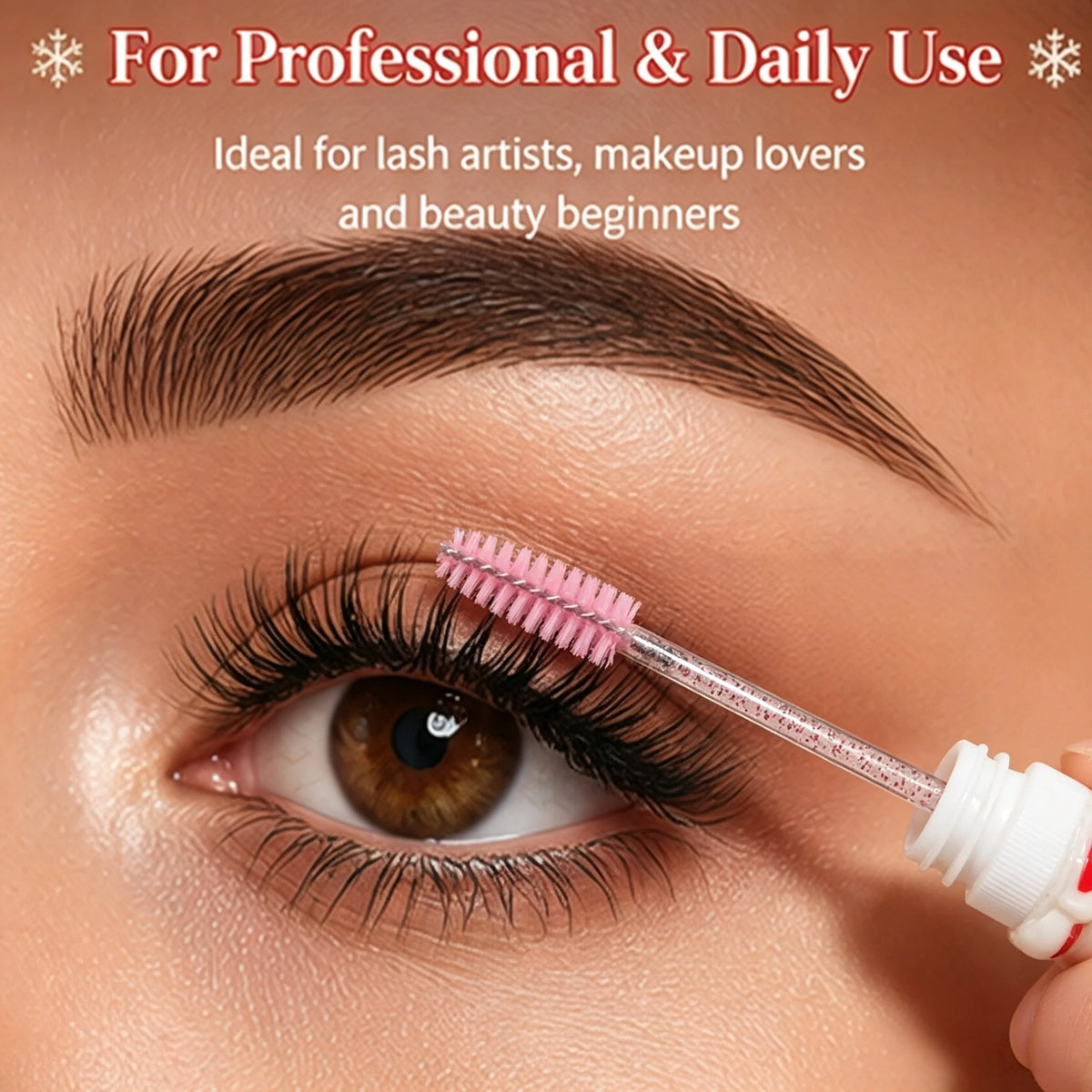 10Pcs Christmas Eyelash Brush Set Santa Snowflake Mascara Wands Spoolies Eyebrow Comb Lash Extension Tools Xmas Beauty Gifts