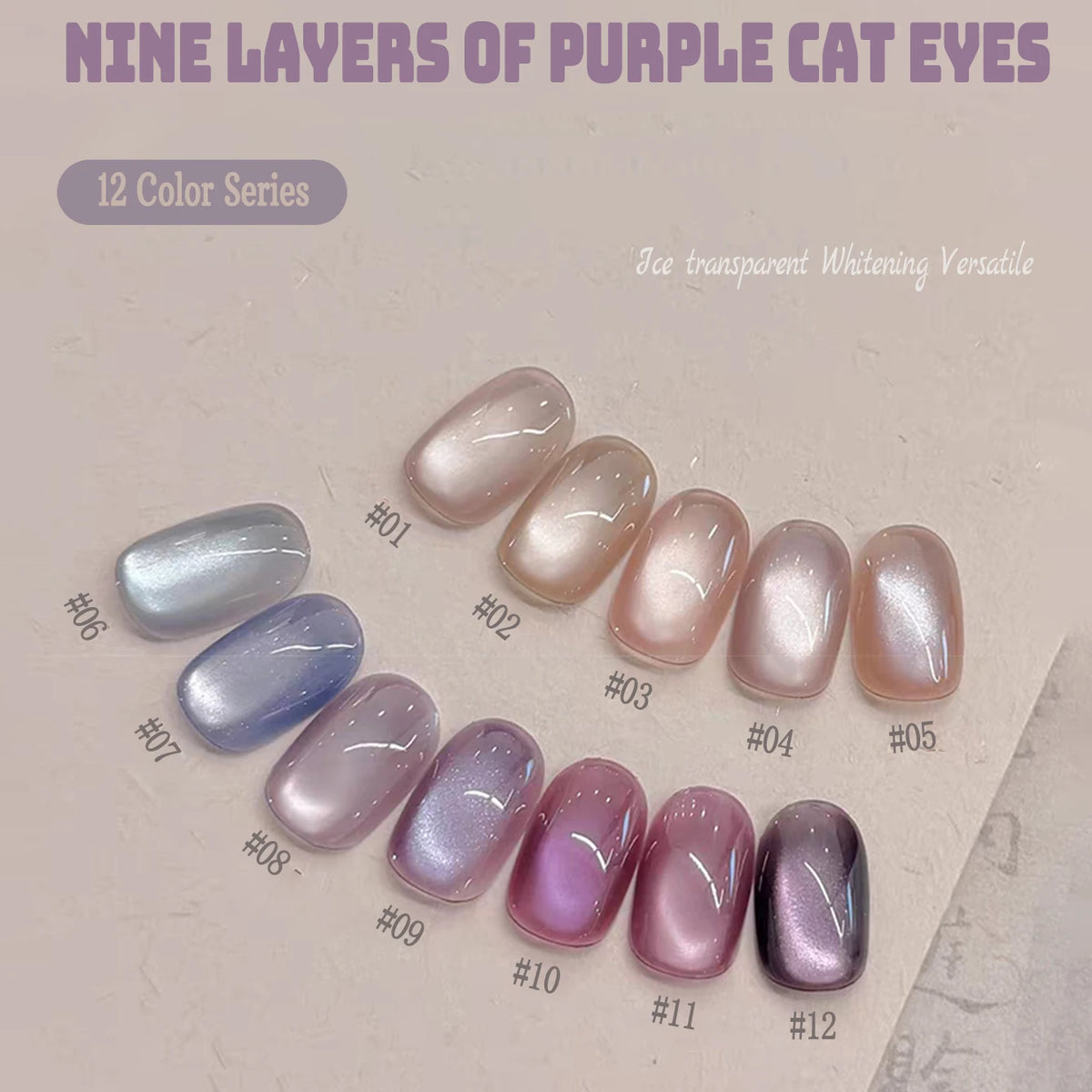 1-12pcs PSK New Whitening Strawberry Cat Eye Gel Nail Polish 2026 Super Glitter Whitening Red Glass Bead Nail Art Pink Nails