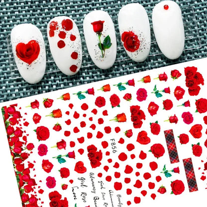 1pcs Sakura Flower 3D Nail Stickers White Cherry Blossom Nail Art Decals Spring Summer Adhesive Slider Decor Wedding Manicure