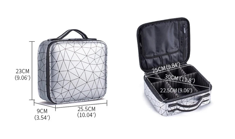 New PU Leather Cosmetic Bag For Women Professional Makeup Case Travel Toiletry Makeup Bag Beauty Nail ToolBox Make Up Handbag