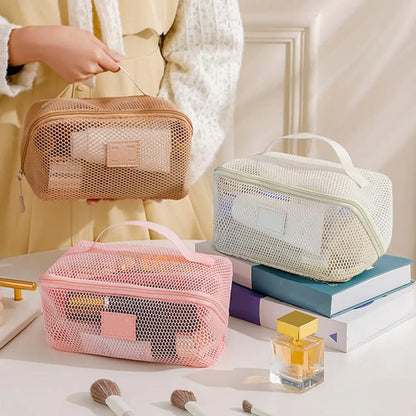 Mesh Large Capacity Cosmetic Bag Multifunction Travel Cosmetic Bag Women Toiletries Organizer Female Storage Make Up Case Tool