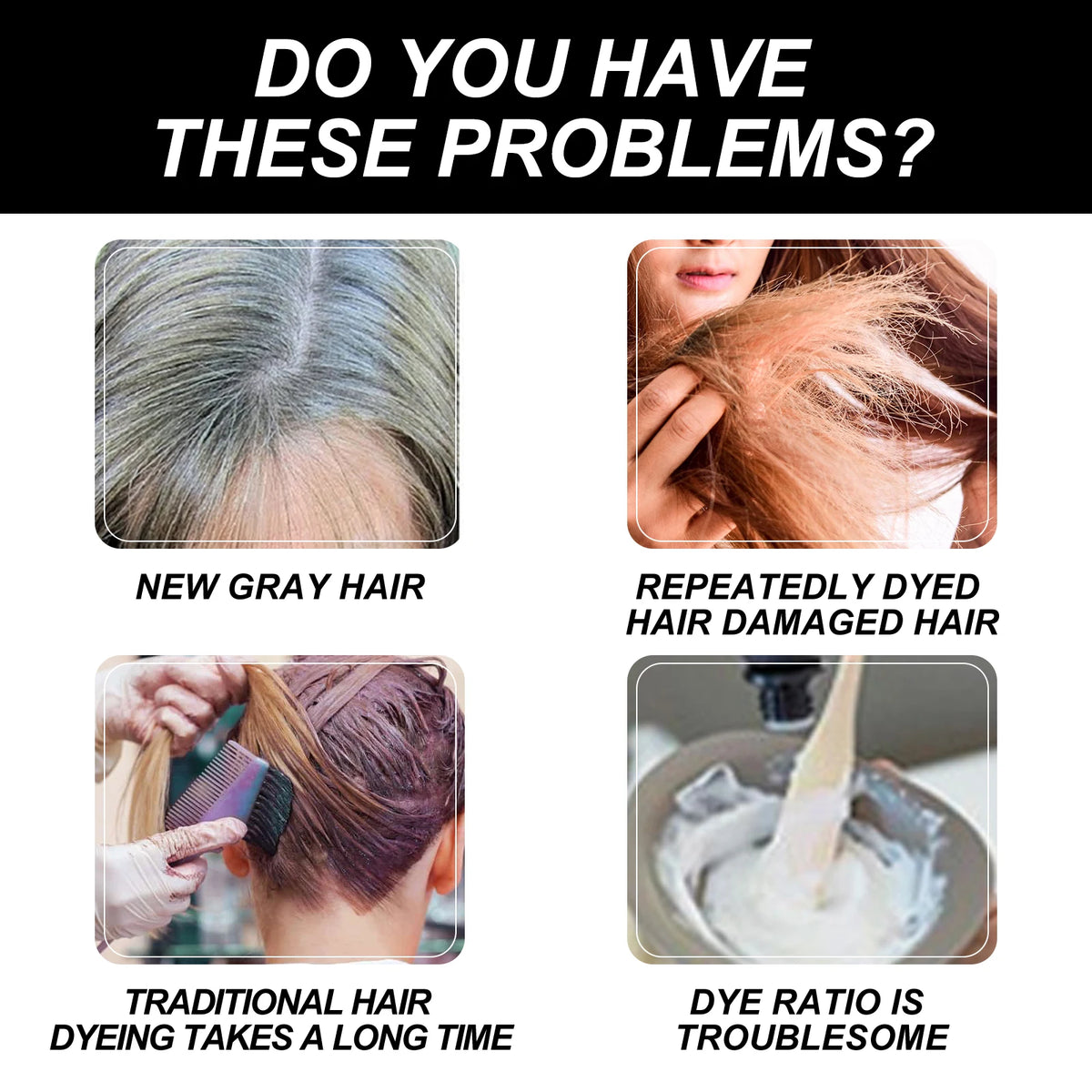 Fruit and Vegetable Hair Cream, Naturally Gentle, Long-Lasting, Does Not Damage Scalp or Hair, Easy to Color, Black Hair Cr