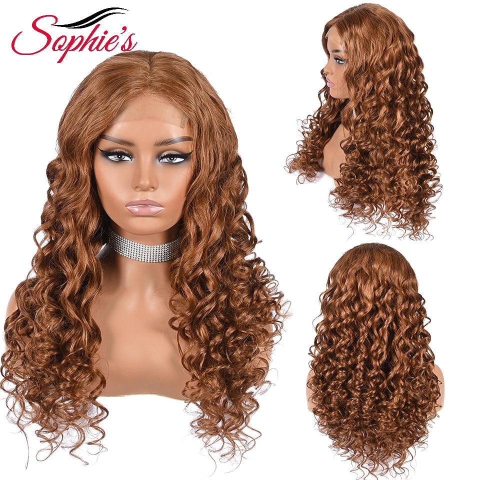 Sophies 4*4 Lace Closure Human Hair Wigs 99J Color 180% Density Loose Wave Wigs For Women Brazilian Hair Remy Hair 14-28 Inches