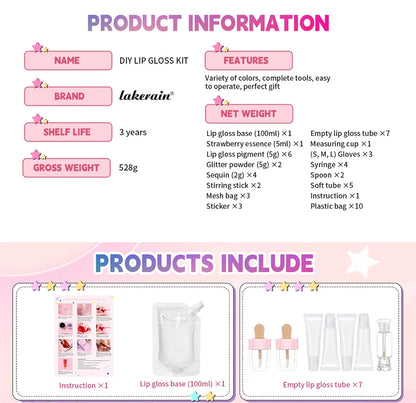 Lip Gloss Base Set for Kids Gifts Lip Gloss Making Kit Diy Lip Gloss Kit Moisturizing Nourish Lip Gloss Pack Set Cosmetics