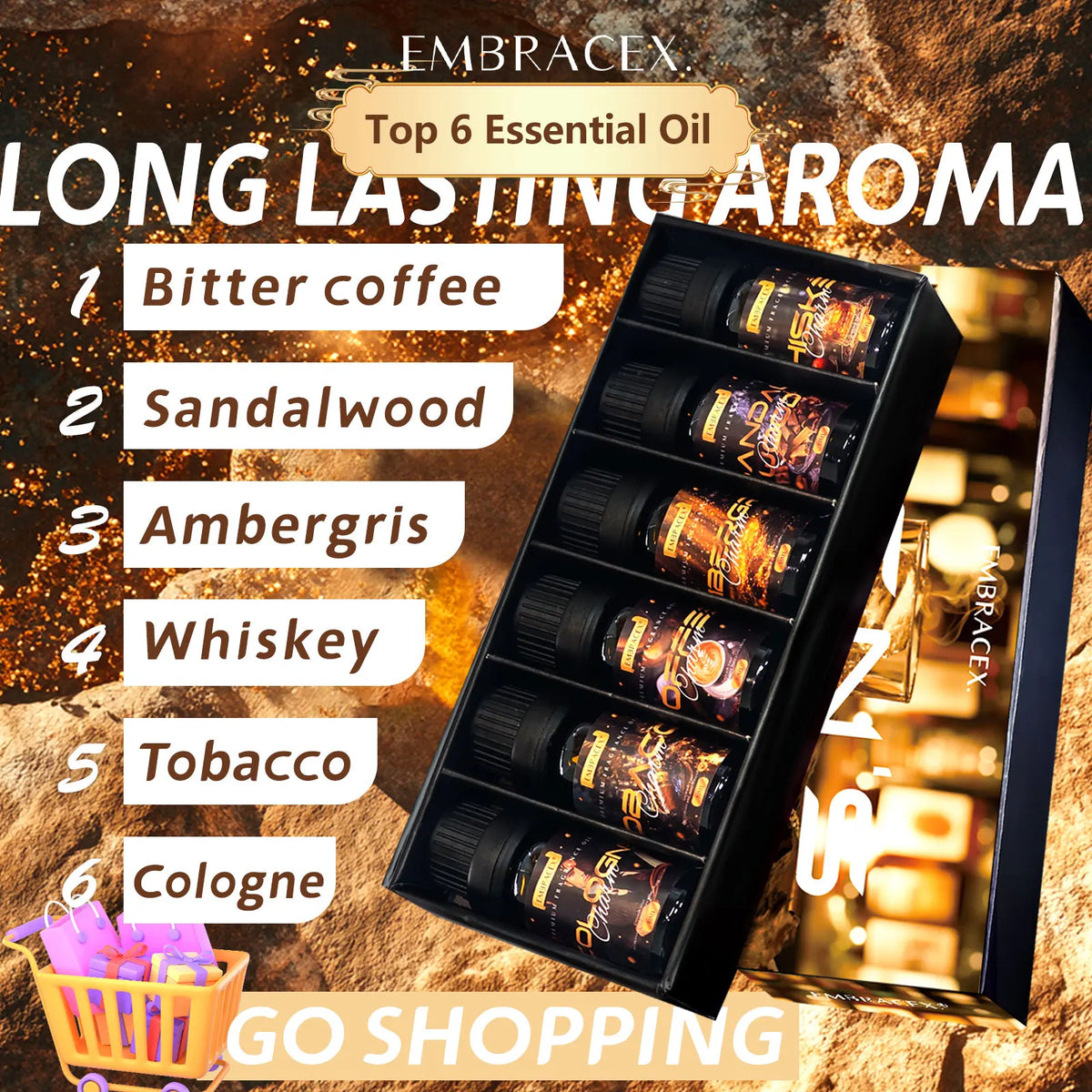 6PC/1PC 10ML Men's Essential Oils Skincare Massage Oil Men's Gift Father's Day Gift Cologne Tobacco Sandalwood