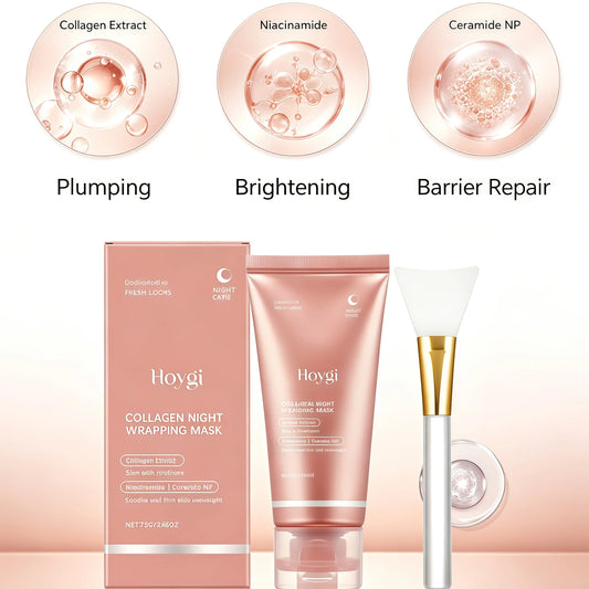 Collagen Encapsulated Peel Off Mask, Night Wrapping Film & Power Lift & Elastic Collagen, Banish Midnight Dullness with Niacinamide, Ceramide NP Strengthens Barriers, Full Painless Peel to Unlock Glass Skin, Soothing + Firmin