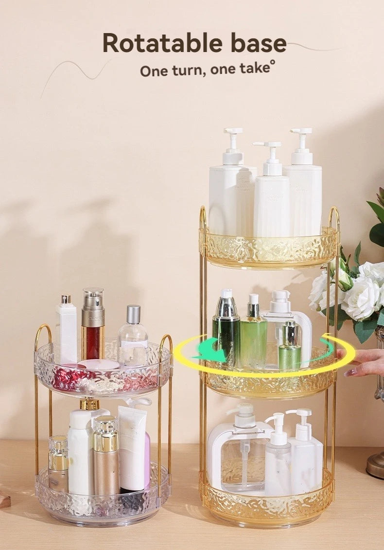 1Pc/Water Ripple Pattern Bedroom Vanity Cosmetic Rotating Storage Rack Box Bathroom Desktop Perfume and Skincare Tray