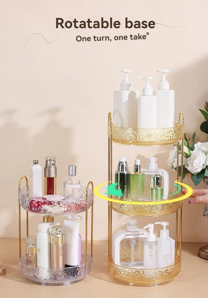 1Pc/Water Ripple Pattern Bedroom Vanity Cosmetic Rotating Storage Rack Box Bathroom Desktop Perfume and Skincare Tray