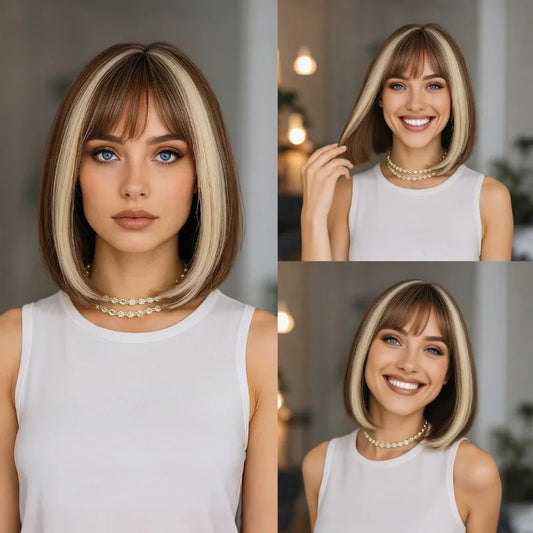 New European and American new products Qi bangs short hair BOBO head fashion wig women chemical fiber full headgear