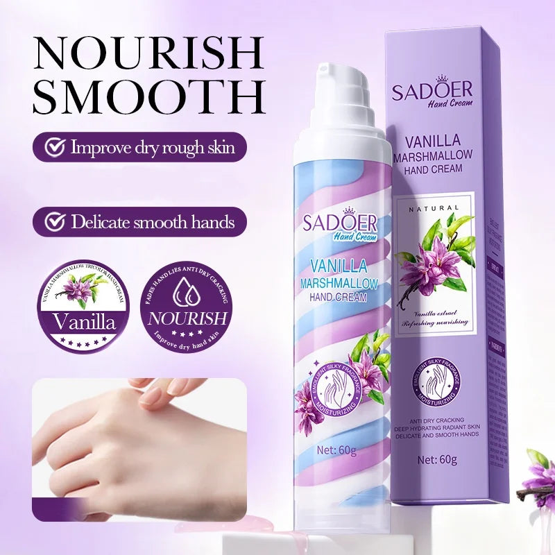 Vanilla Strawberry Marshmallow Hand Cream, 60g Long-lasting Moisturizing with Multiple Fragrances, Nourishes Dry Skin