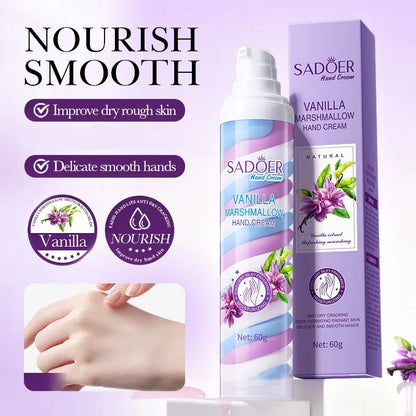 Vanilla Strawberry Marshmallow Hand Cream, 60g Long-lasting Moisturizing with Multiple Fragrances, Nourishes Dry Skin