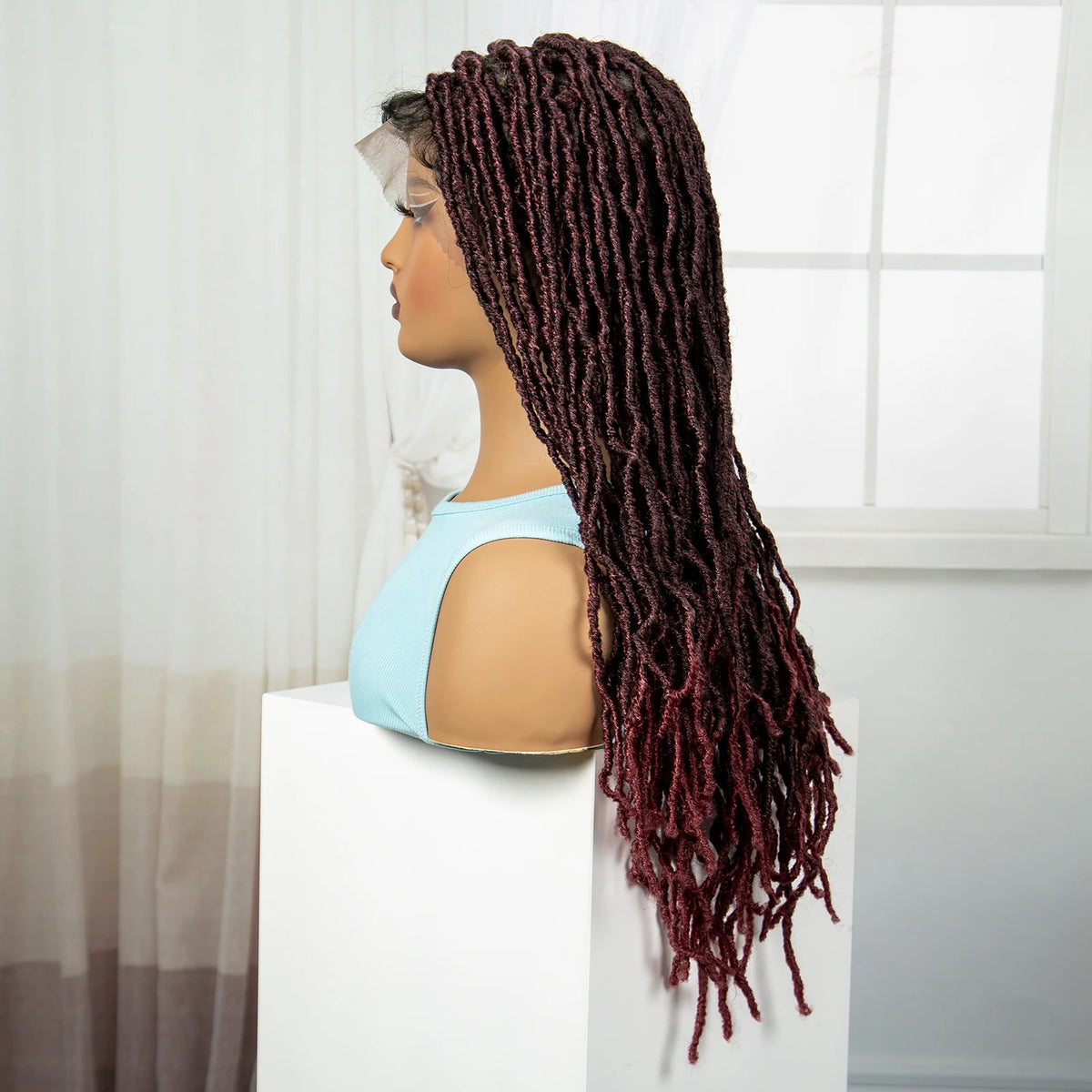 24Inch Full Lace Locs Braided Wigs with Baby Hair Lace Frontal Synthetic Braids Wigs for Black Women Natural HD Lace Braids Wigs