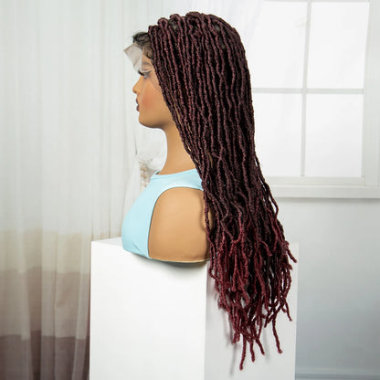 24Inch Full Lace Locs Braided Wigs with Baby Hair Lace Frontal Synthetic Braids Wigs for Black Women Natural HD Lace Braids Wigs