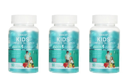 Kids Multivitamin Gummies, Vitamin A C D3 B Complex Zinc Iodine, Support Immune Healthy Growth, Pectin Gluten Free, 60 Gummies