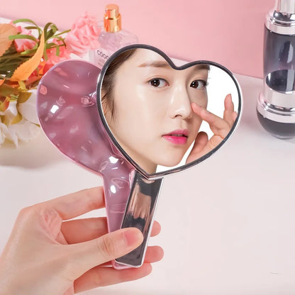 Eyelash Extension Handheld Makeup Mirror High Definition Heart Shape Hand Vanity Mirror For Women's Makeup Cosmetic Beauty Tools