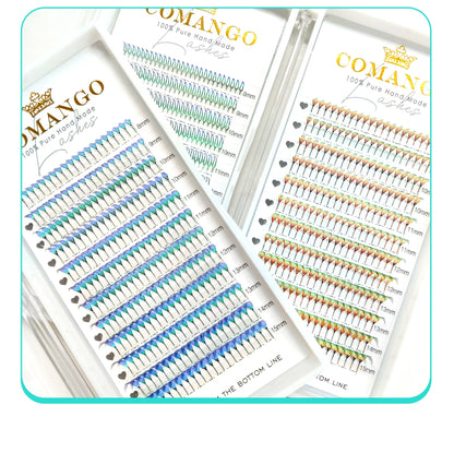 CoMango Christmas Color Fashion Glamorous Green Golden Spire Eyelash Extension Glitter Tinsel Lash Holographic Manga False Lash