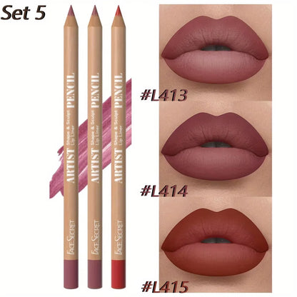 3Pcs Long-Lasting Velvet Lip Liner Matte Lipstick Waterproof  Perfect Gift for Valentine's Day, Lip Liner Set