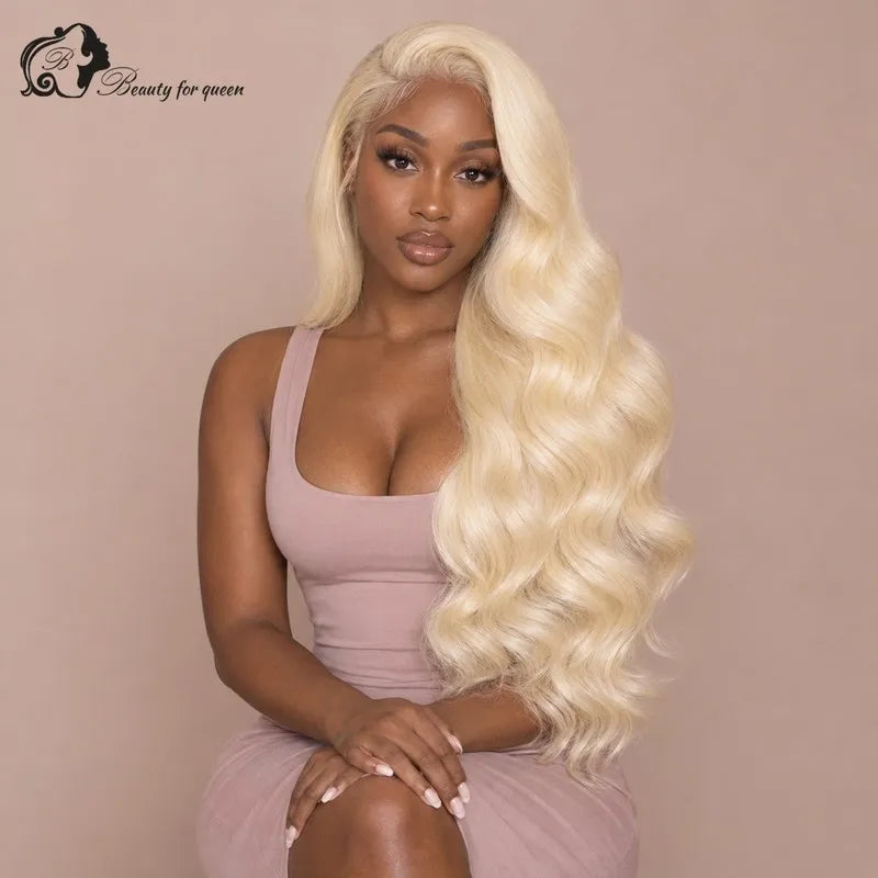 Middle 613 Blonde Body Wave Wig Long Full Cuticle Natural Elegant Glossy Brazilian Deep HD Lace Baby Hair Bouncy Colored