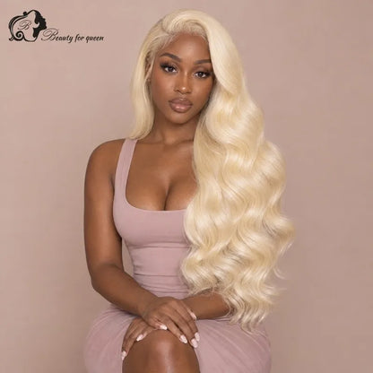 Middle 613 Blonde Body Wave Wig Long Full Cuticle Natural Elegant Glossy Brazilian Deep HD Lace Baby Hair Bouncy Colored