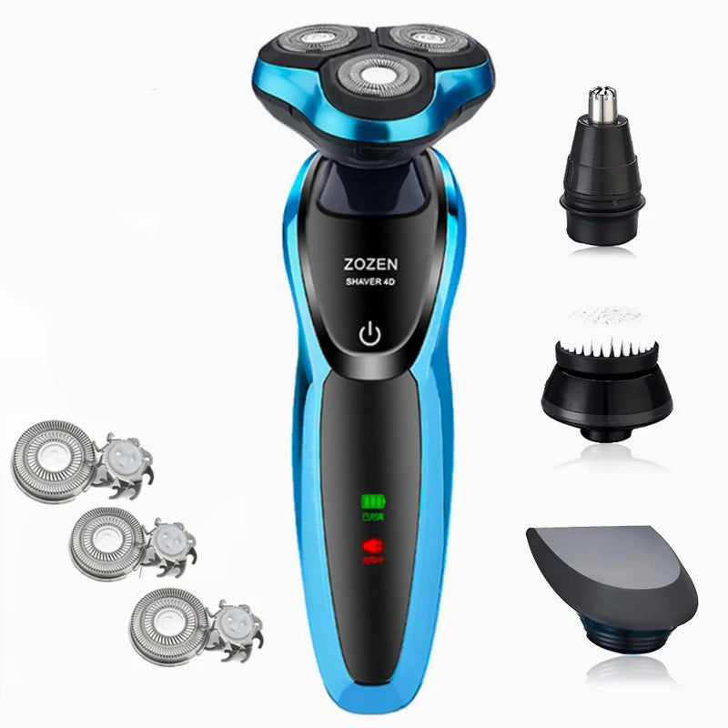 ZOZEN Electric Shaver Rotary Shaver Electric Razor Beard Trimmer Rechargeable Shaving Machine for Men Wet-Dry Use Waterproof
