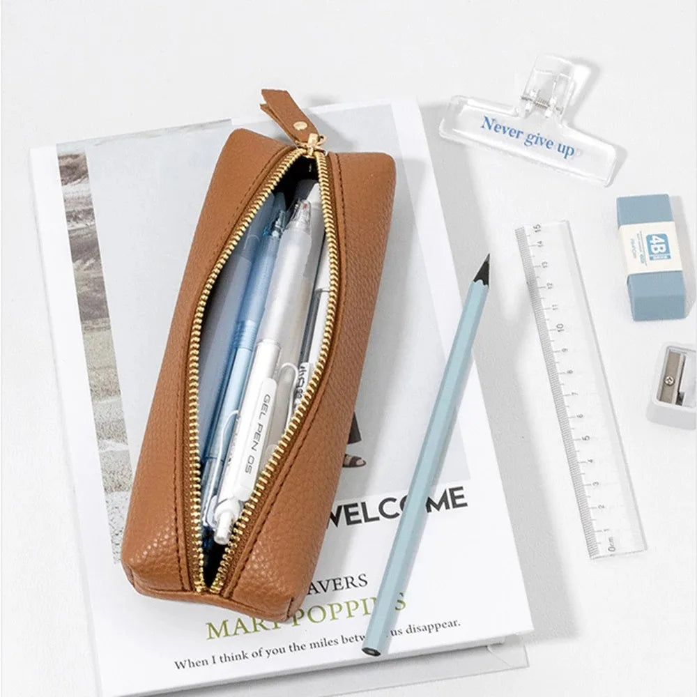 Custom Name Leather Makeup Pouch, Soft Portable Pen Bag Makeup Case, Multifunctional Storage & Travel Cosmetic Bag for Daily Use