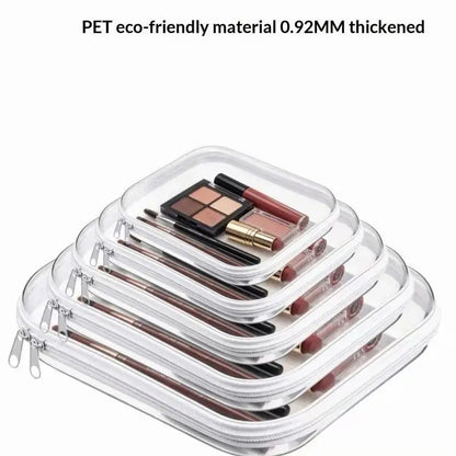 Zippered Hard Pouch Clear Stackable Travel Storage Organizer Cosmetic Bags Makeup Case