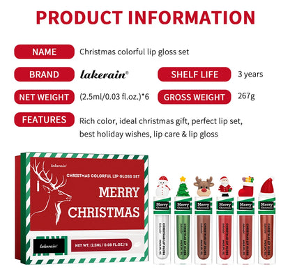 Christmas Colorful Lip Gloss Set Lip Stain Lipstick Woman Make Up Long Lasting Lipsticks Shiny Lip Gloss Pack Set Cosmetics Make