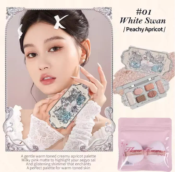 Flower Knows Makeup Bunny Garden Eyeshadows Collection 6-Color Long Lasting Makeup Natural Nudes Waterproof Eye Shadows Palette