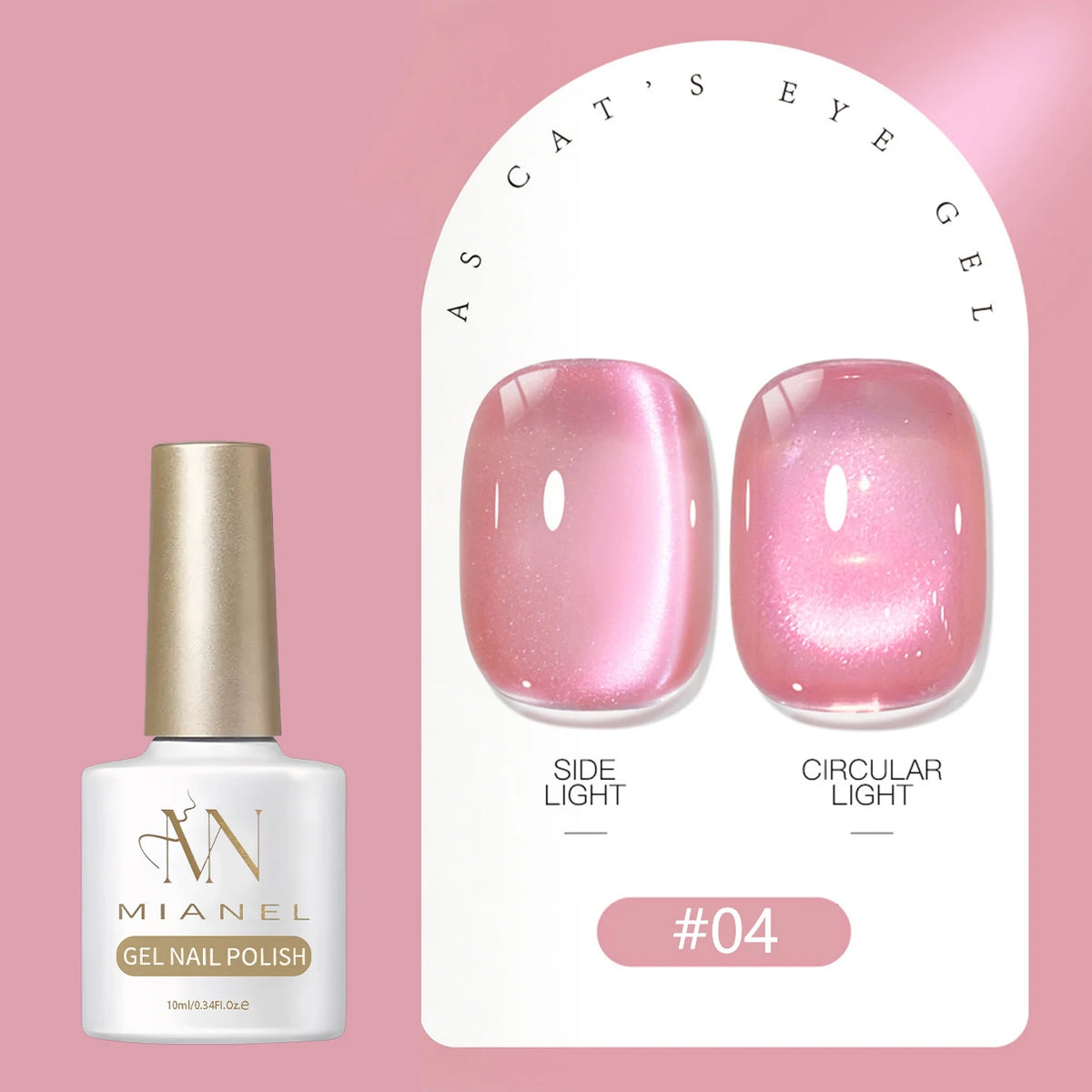 MIANEL 2026 Summer Trend Nude Pink Cat Eye Gel Nail Polish Soft Brightening Transparent Peach Pink with Glass Bead