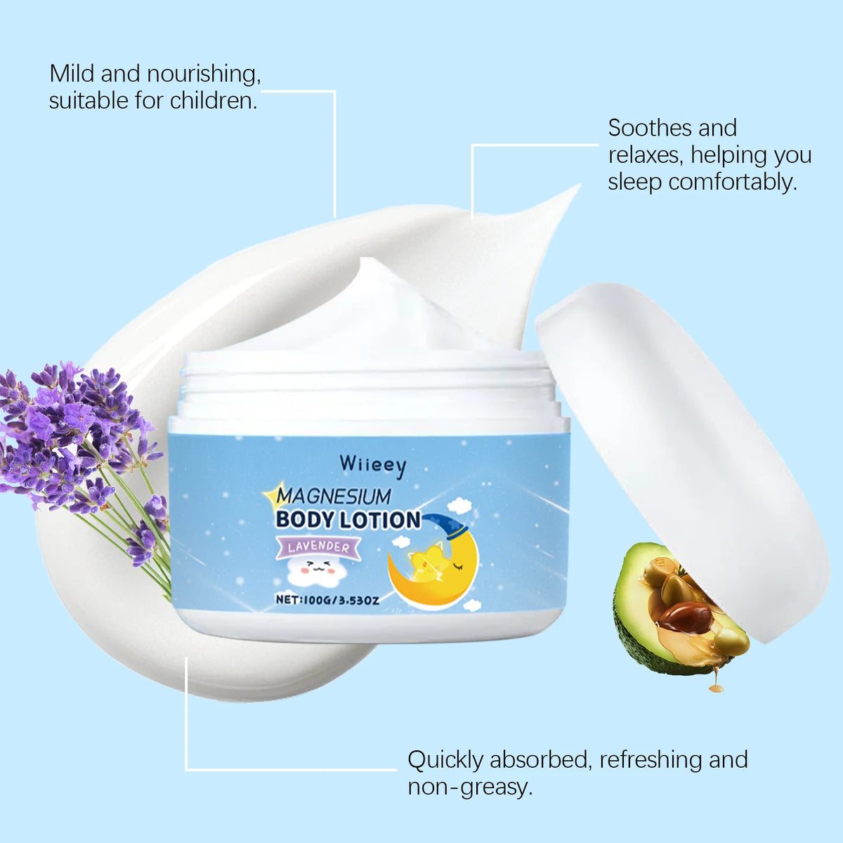 Magnesium Baby Lotion Improve Sleep Quality Nourishing Moisturizing Strengthen Skin Barrier Soothing Dryness Kids Refresh Cream