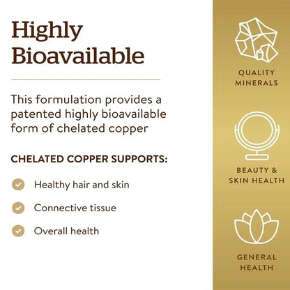 Chelated Copper Capsules - Supports Bone, Skin, and Nervous System Health, Promotes Collagen Synthesis, and Enhances Immunity