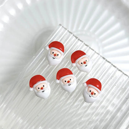 30PCS 3D Cartoon Santa Claus Elk Nail Charms Cute Snowman Dot Christmas Socks Nail Art Decorations for DIY Christmas Style Nails