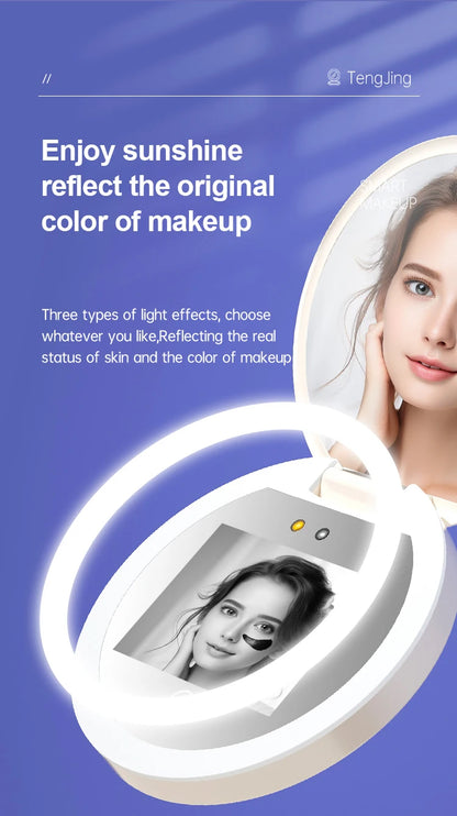 TJMIR UV Smart Sunscreen Makeup Mirror Sunscreen Detection Mirror UV Mirror Sunscreen Testing Portable LED Light Makeup Mirror