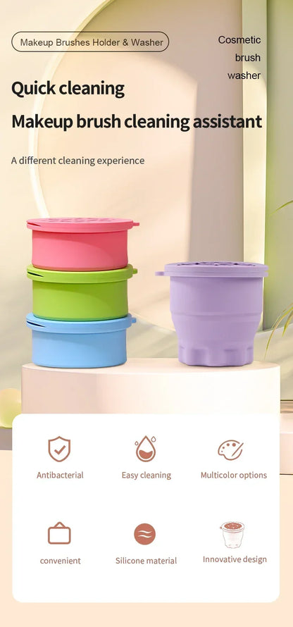 Multifunction Silicone Folding Makeup Brush Cleaning Cup Cleaning and drying 2-in-1 storage cup Beauty Cosmetic Brush Scrub Cup