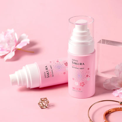 LAIKOU Japan Sakura Dewy Setting Mist Makeup Setting Spray Hydrating Face Mist Radiant Glow Finishing Spray 80ml