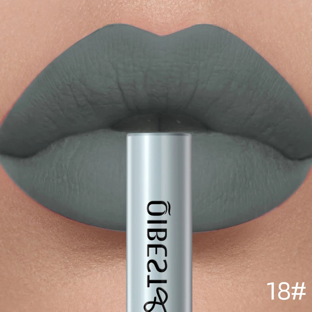 QIBEST Sexy Red Matte Lip Gloss Long Lasting Velvet Liquid Lipstick Lip Makeup Women Beauty Nonstick Cup Waterproof Lipgloss Hot
