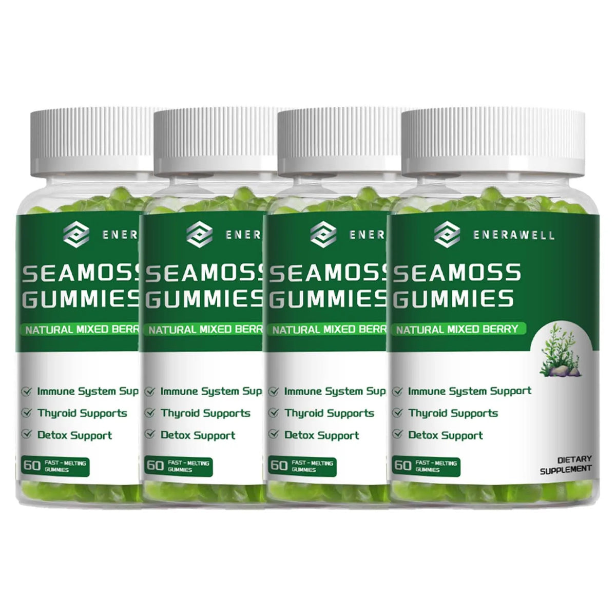 Sea Moss Gummies, Irish Sea Moss with Bladderwrack Burdock Root Elderberry & Black Cumin Seed Oil, Dietary Supplement, Immune System Support, 60 Gummies