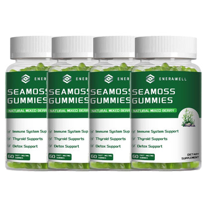 Sea Moss Gummies, Irish Sea Moss with Bladderwrack Burdock Root Elderberry & Black Cumin Seed Oil, Dietary Supplement, Immune System Support, 60 Gummies