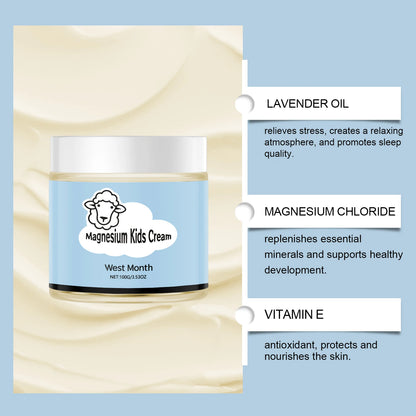 Kids Magnesium Sleep Cream with Lanolin, Soothing & Moisturizing Body Lotion, Lightweight Bedtime Skin Care