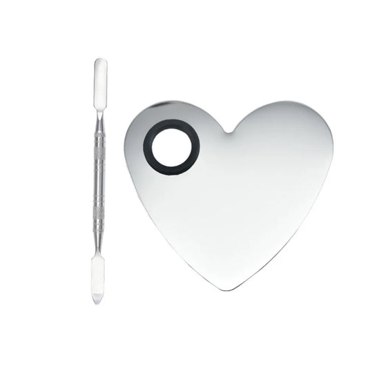 With Spatula Rod Makeup Color Palette Portable Stainless Steel Nail Art Polish Mixing Plate Durable