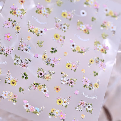 1 Sheet 5D Embossed Sunflower Nails Sticker Cute Spring Summer Floral Nail Decals Self-Adhesive Sunflower Nail Supplies DIY SW2$