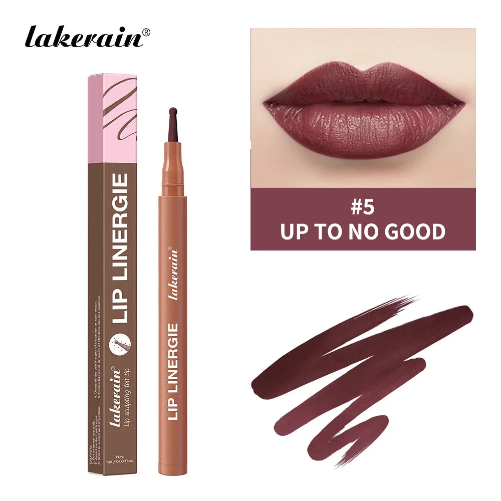 Lakerain Lip Liner Waterproof Transfer-proof Long-lasting Wear Pen Style Felt Head Design Blendable Lip Liner Stain Pen