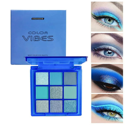 9 Colors Glitter Eyeshadow Palette Purple Glitter Pearlescent Matte Eye Shadows Shimmer Long Lasting Women Eye Pigments Makeup