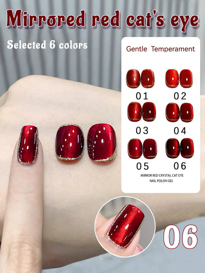 MN 12ML 1-21PCS Hot Selling Red through Half the Sky Cat Eye Nail Polish New Whitening Glass Bead Cat Eye Nail Polish Nail Art
