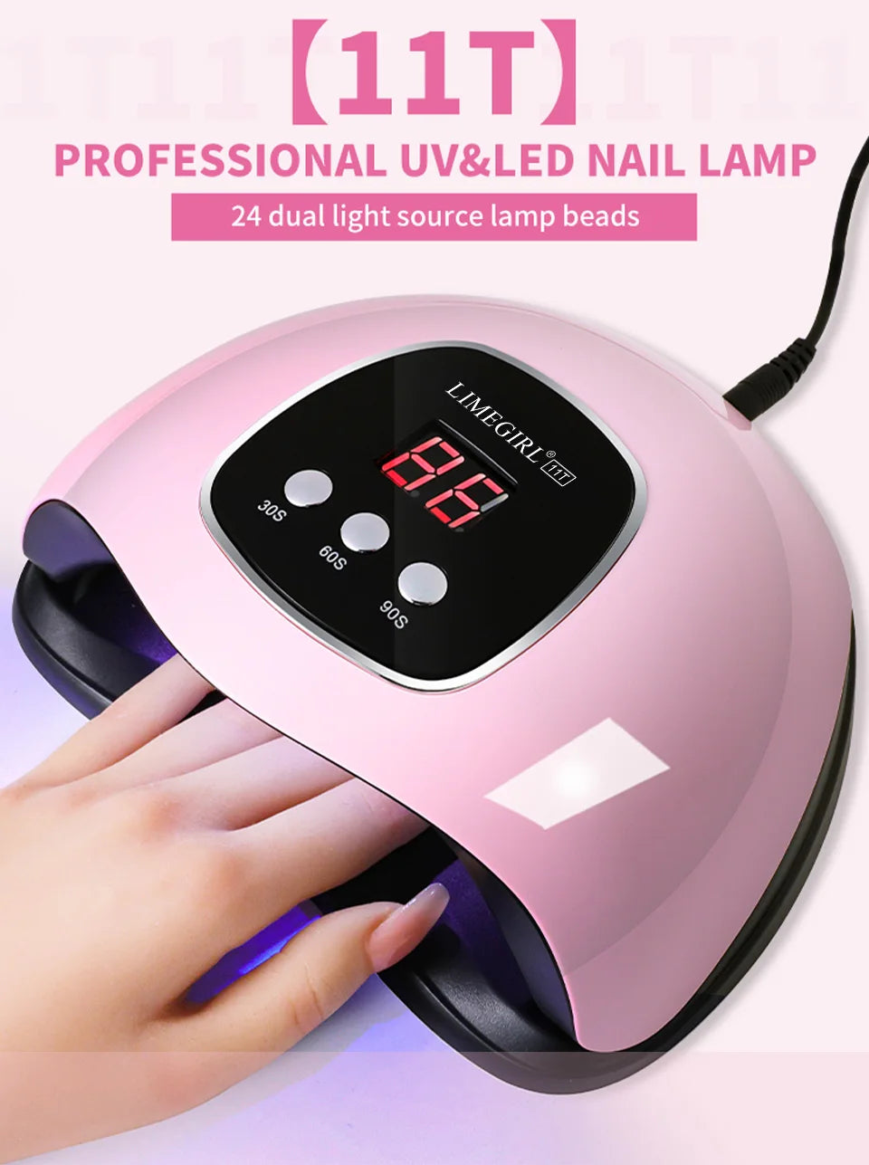 LIMEGIRL 24LED UV Lamp for Nails Gel Polish Varnish Drying With LED Display And Motion Sensing Professional Manicure UV Lamp for Acrylic Resin Dryer Home Use Tool