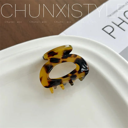 3.5CM Elegant France Acetate Leopard Hair Claw Small Size Sweet Style Hair Clip Shark Clip Women Hair Accessories Headwear