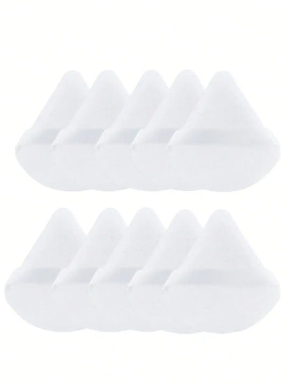 10 Pcs Triangle Velvet Powder Puff Pizza Flours Mini Face Makeup Sponge Cosmetics Washable Lightweight Makeup Tool