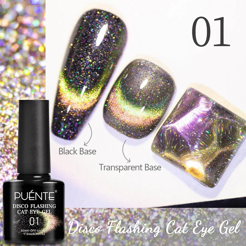PUENTE 7.5ML Nude Shade Ceramic Cat Eye Gel Nail Polish Shiny Moonlight Cat Eye Gel Soak Off UV Semi-Permanent Nail Art Varnish